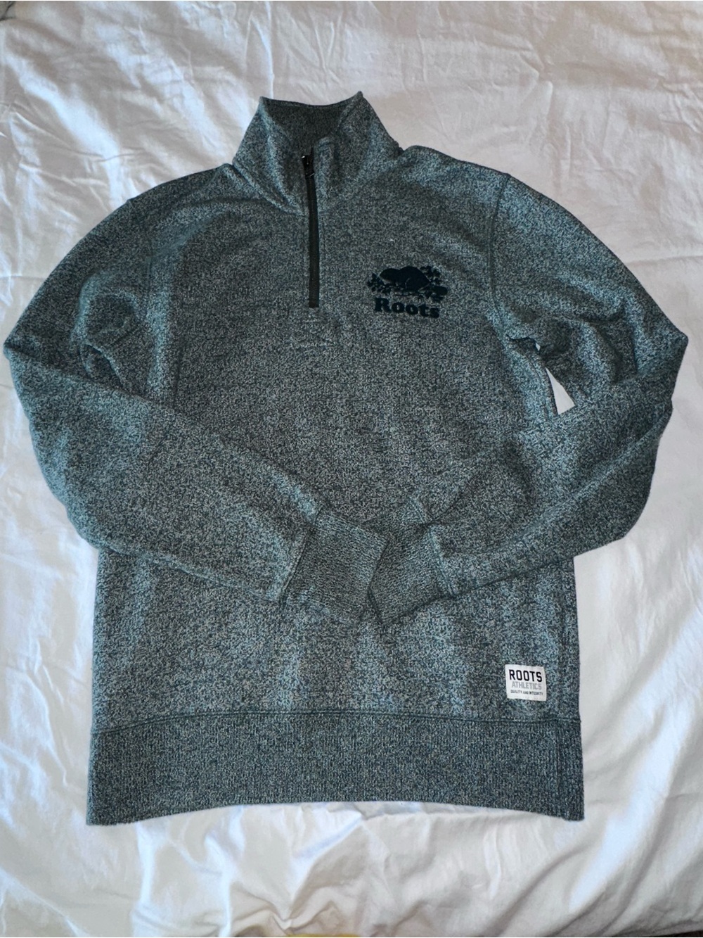 Roots Men's Sage green Quarter-Zip Pullover